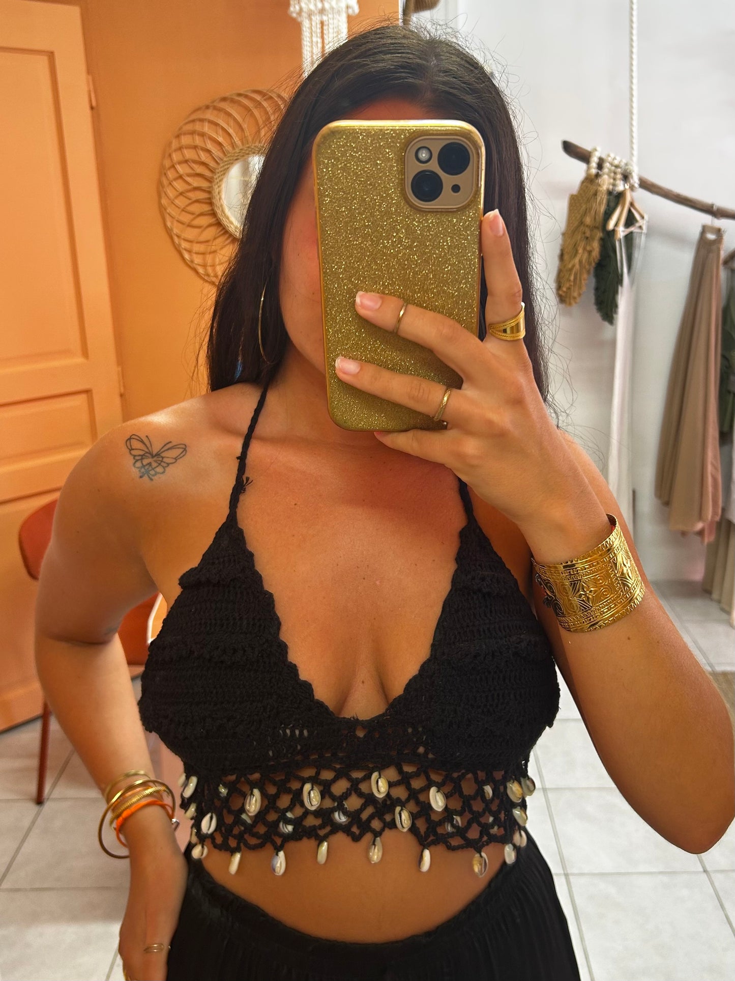 Top crochet coquillages